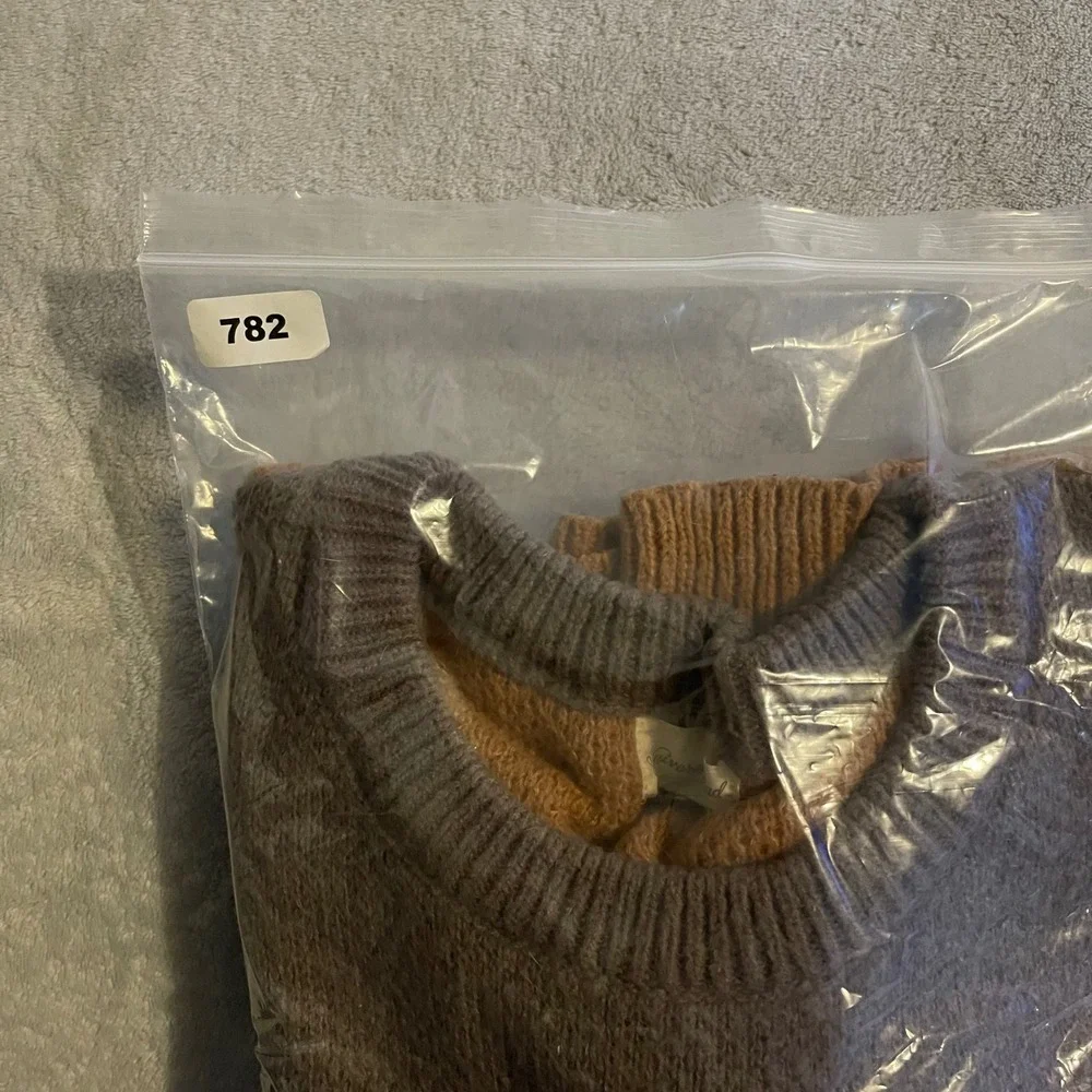 Universal Thread Sweater Womens Large Colorblock Brown Gray White Crewneck